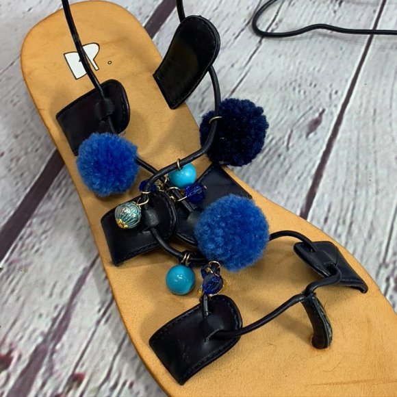 BP. Laney Blue Pom Pom Tassel Twinkly Beads Ankle - Picture 8 of 10